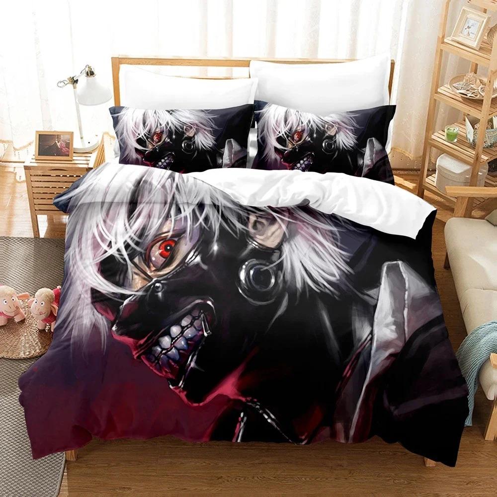

Elegant Trendy 3D Anime Tokyo Ghoul Bed Children Bedroom Down Coat Animation Customizable style Double King Quilt Comforter (quilt)-EU Single(135*200cm)3pcs