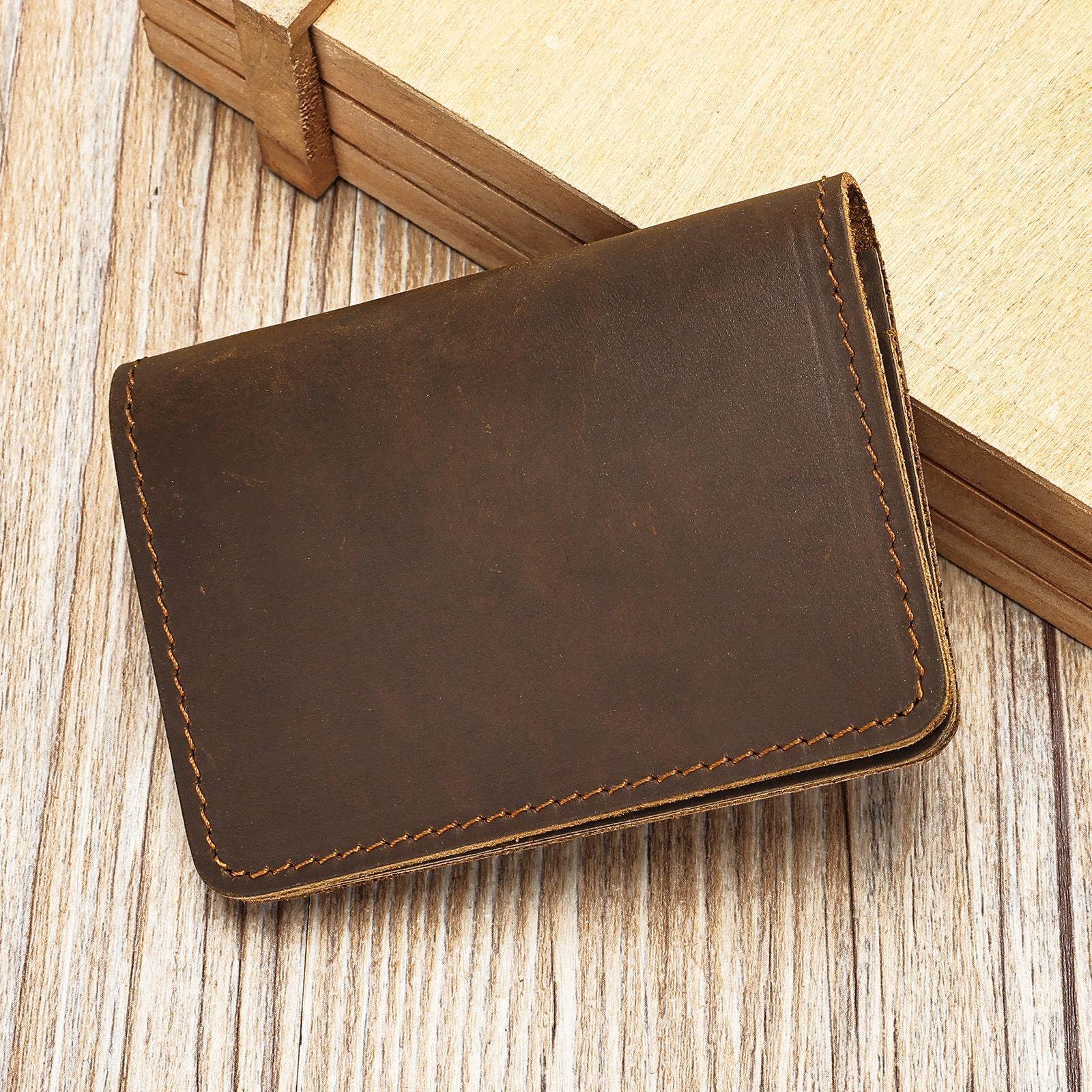 

Мужской кошелек из натуральной кожи Crazy Horse, ретро-сумка, кошелек, прочный и простой кардхолдер One Size кофейный