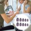 Short Fake Nails with Glitter Decor Purple Base Color with Glossy Texture Nails for Shopping Traveling Dating