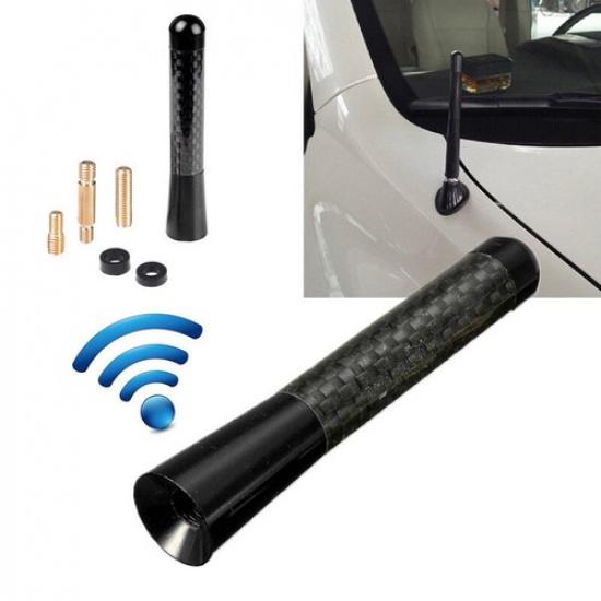 Car Carbon Fiber+Black Screw Radio Short Antenna W/ Screws Kit Accessories 8cm