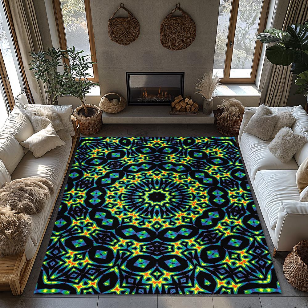 Area Rug Modern Abstract Geometric Pattern Non Slip Floor Mat Living Room Bedroom Home Decor Indoor Outdoor Carpet Washable Styl