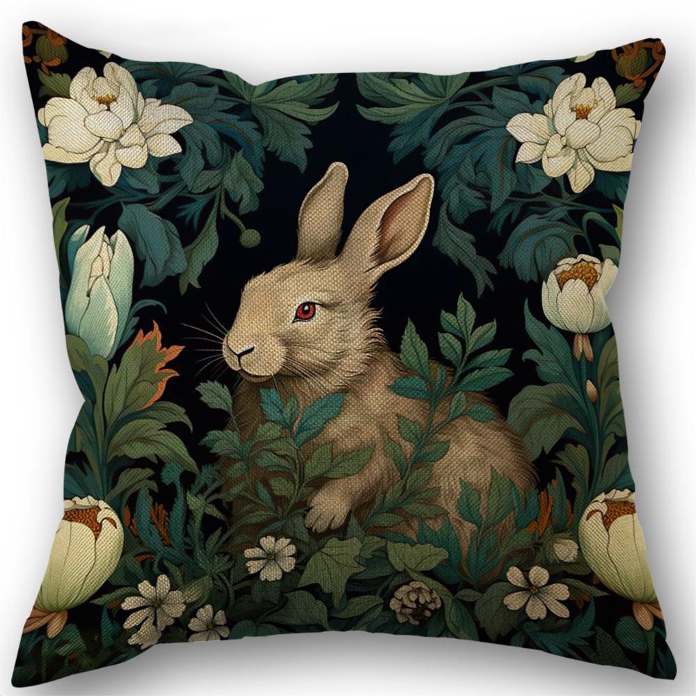 Rabbit In The Bush Pillowcase Wedding Decorative Linen Pillow Case For Home Pillow Cover 45X45(One Sides)