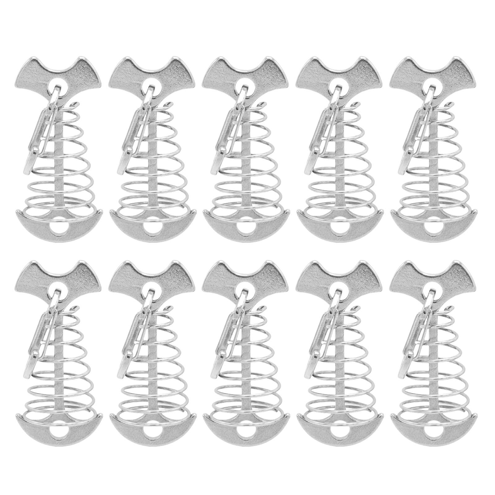 

10 шт. портативных якорей для палубы Fishbone с пружинной пряжкой, палубная доска, палатка, колышки, аксессуары для кемпинга на открытом воздухе