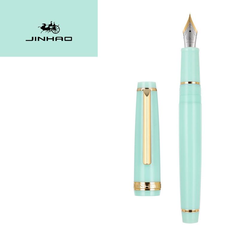 Luxury Jinhao 82 Peacock Blue Fountain Pen Acrylic Pen Spin Golden EF F Nib Business Office School Supplies Writing Ink Pen
