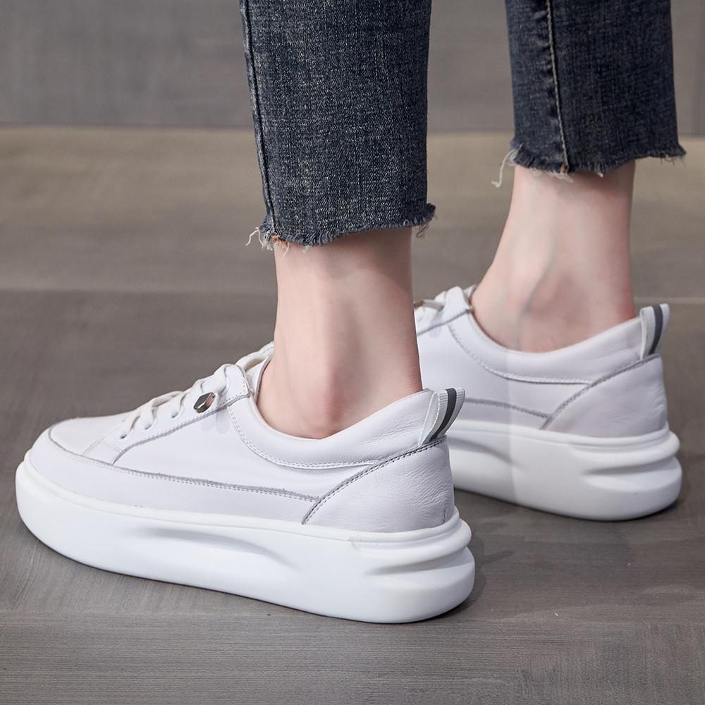 Spring Summer Shoes Women Platform White Flats Genuine Leather Sneakers Light Casual Shoes New Outdoor Walking Shoes