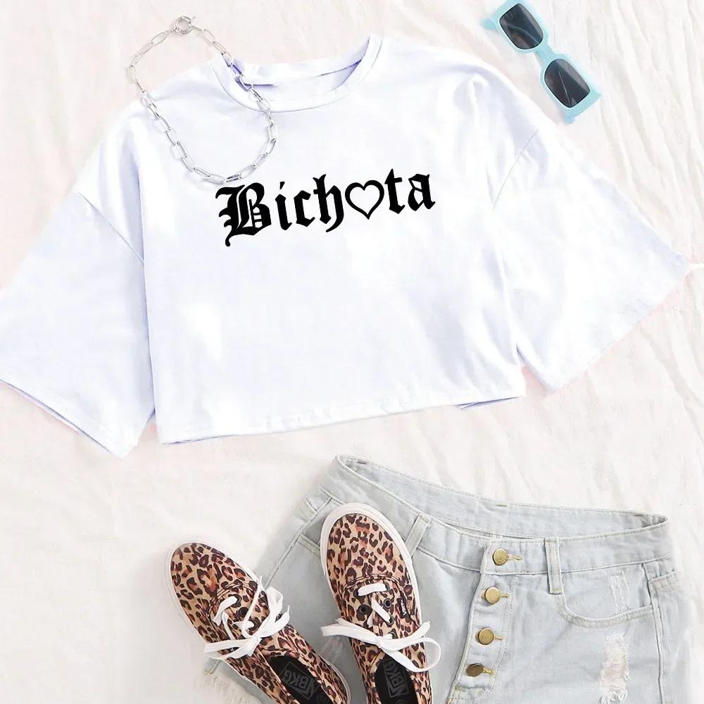 Bichota Crop Tops Bichota TShirt Karol G Crop Tops Fans Cadeau Meisjes Ohals Korte Mouwen Casual Eenvoudige Vrouwen Shirts
