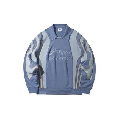 Li Ning Paris Fashion Week Show Style Color Block Round Neck Long Sleeve Sweatshirt Men Sweatshirt Hometown-Blue AWDR205-1