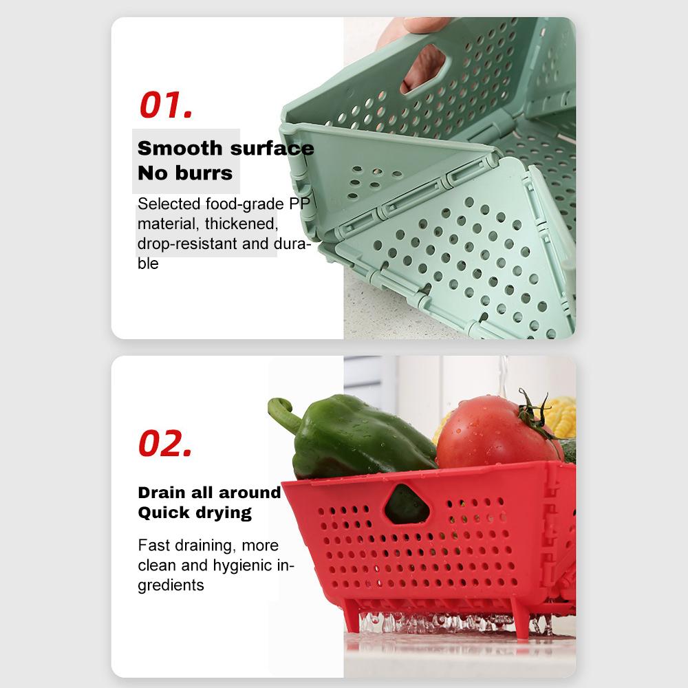 Plastic Collapsible Colander Kitchen Food Strainer for Fruit, Vegetables Foldable Drain Basket with