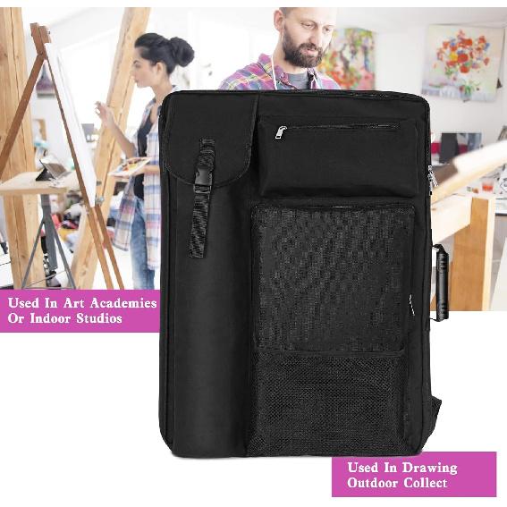 Art Portfolio Case 18 X 24,Art Portfolio With Backpack & Tote Bag For Artwork,Medium Art Case Size(Black)