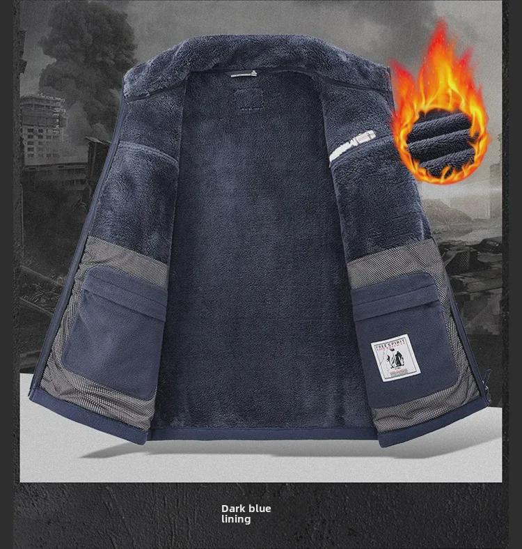 Men's Cold-Resistant Polar Fleece Stand Collar Jacket - Large Size