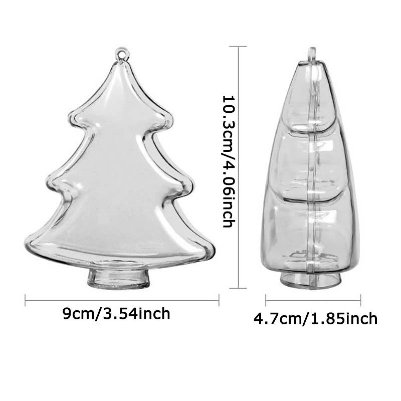 WTEMPO 10PCS Transparent Plastic Christmas Tree Shaped Decorative Boxes Christmas Decorations DIY Christmas Gifts Home Ornaments and Pendants