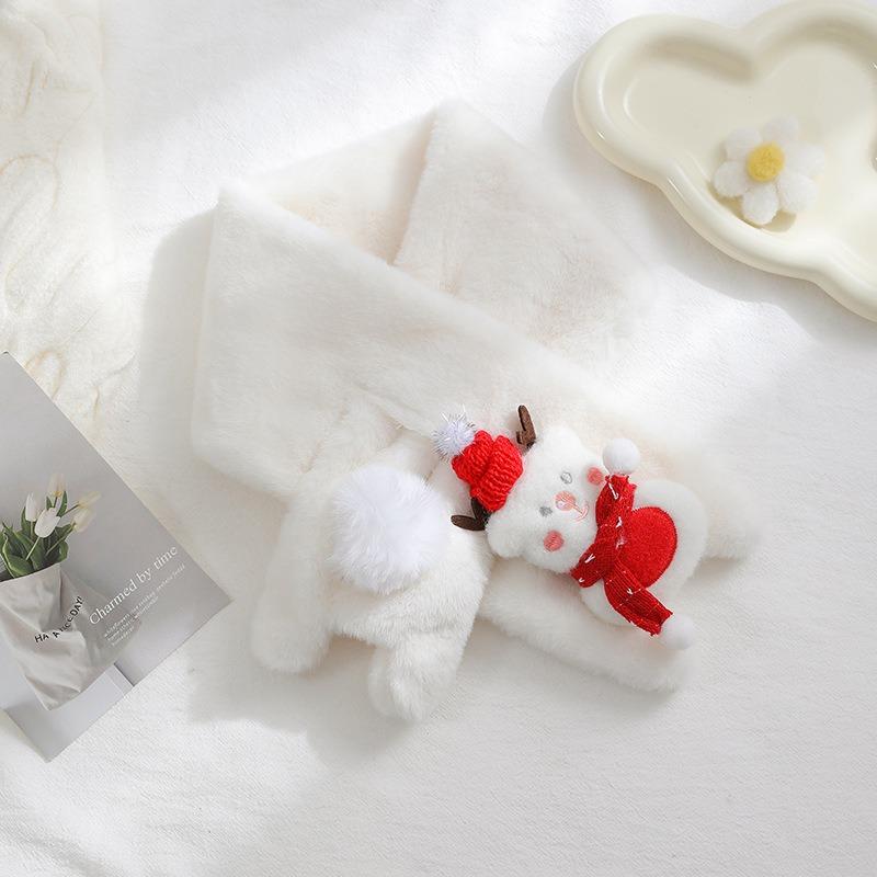 Cute Christmas snowman scarf women's winter thickened warm cycling with windproof scarf versatile fluffy scarf