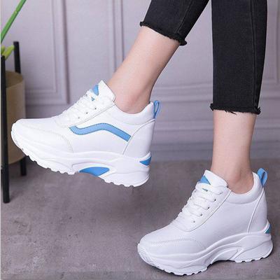 Fashion Ladies Inner Heightening 8CM Sports Shoes Thick-soled Leather Waterproof Versatile Casual Womens Sports Shoes Size 34-40