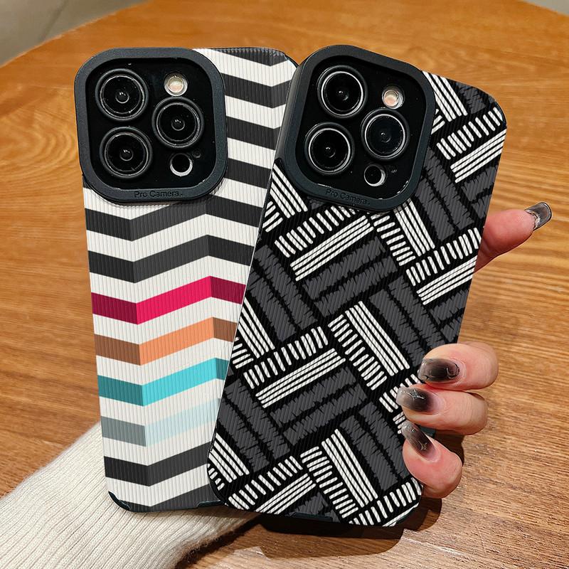 Vertical Grain Leather Shell Green 3D Printed Patterned Soft Silicone Phone Case Back Cover with Camera Lens Full Protection for iPhone