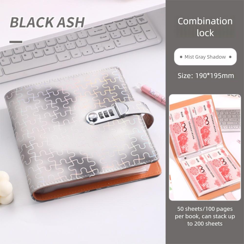 PU Money Collection Book With Password Lock Savings Binder Gifts Savings Challenges Book  Children