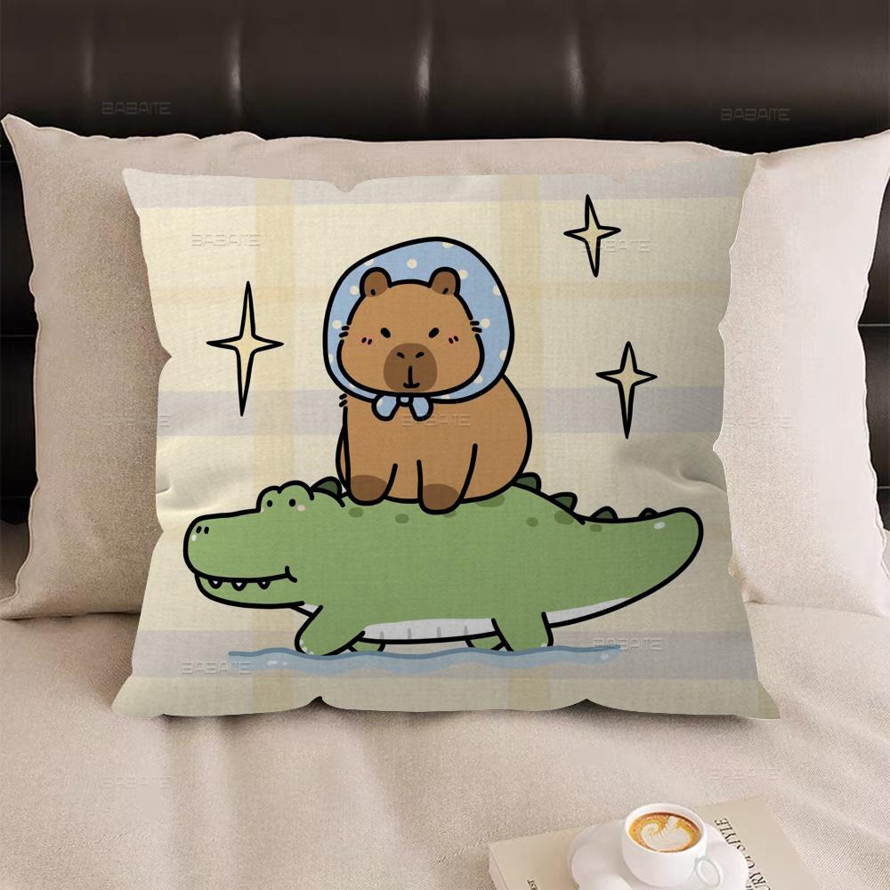 Cute Cartoon Capybara Office Cushion Pillowcase Car Cushion Cover45X45CM Lumbar Pillowcase Sofa Pillowcover