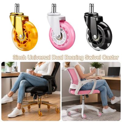 3 Zoll Bürostuhlrad PU Möbelrolle Neue Ersatzrolle Sofa Stuhl