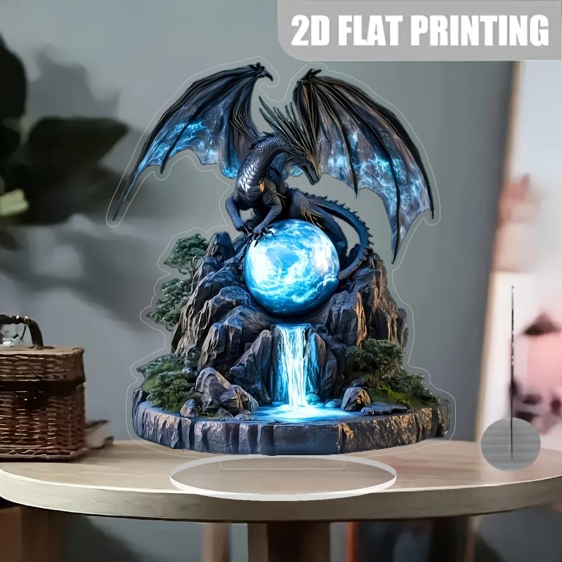 2D Bohemian 8in Acrylic Black Dragon Wings Desktop Decoration Creative Dark Theme Art Model Cool Gift Decor Photography Props