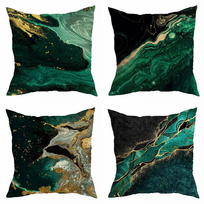 Writing A Notebook Unisex Green/Peach Sale Marble Abstract Printed Leather Velvet Pillow Case Car Sofa Bedside Cushion Cover