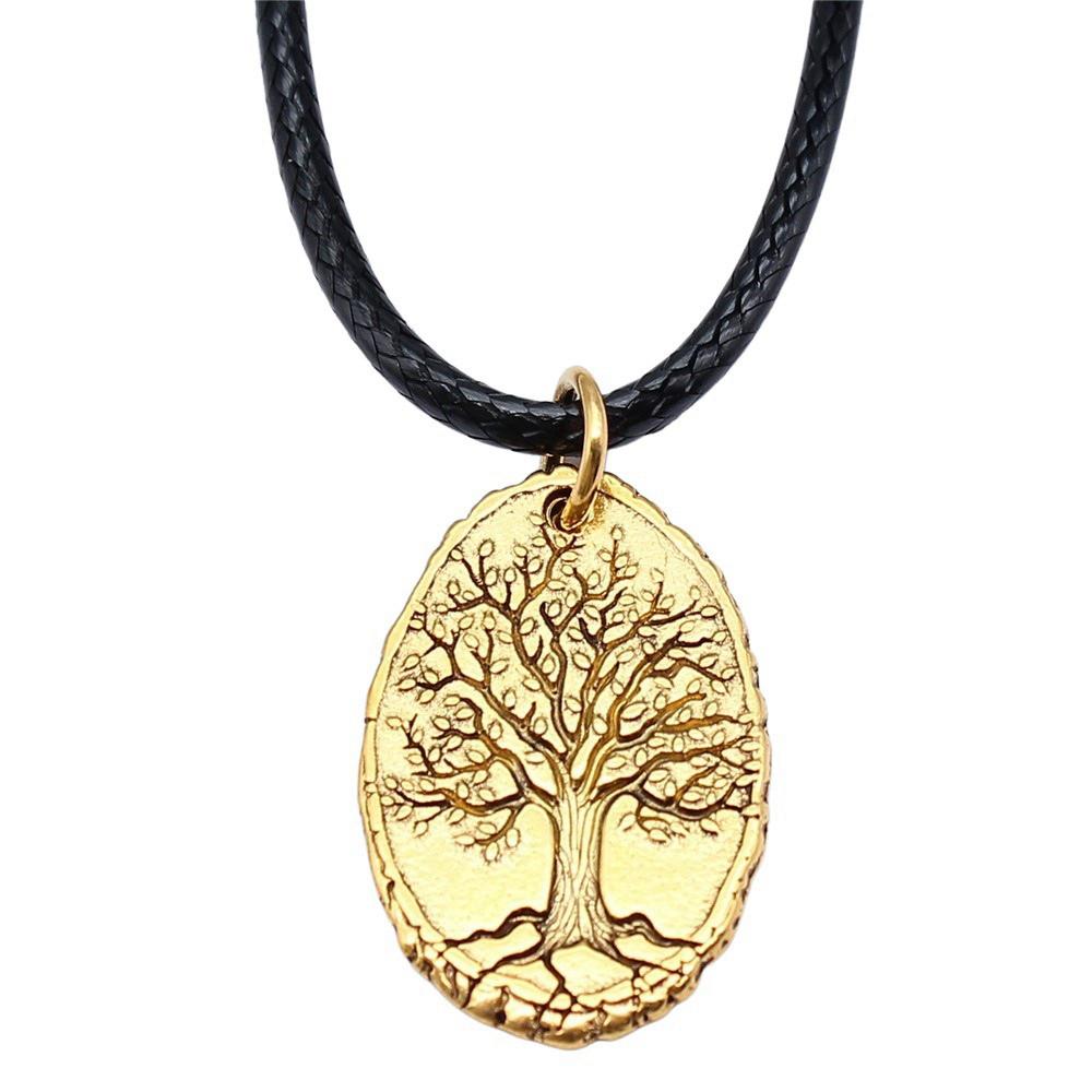 Antieke Levensboom Hanger Ketting Natuur Boho Statement Sieraden 45cm Leren Ketting