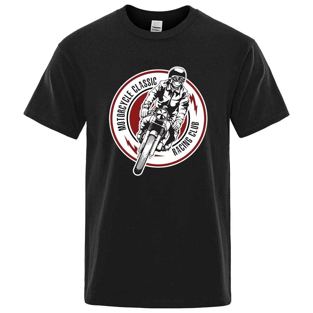 Motorcycle Glassic Racing Club Printed T-Shirt T-shirts for Men Clothing Men's Clothes Top Costume for Man Funny Tees Store Tops