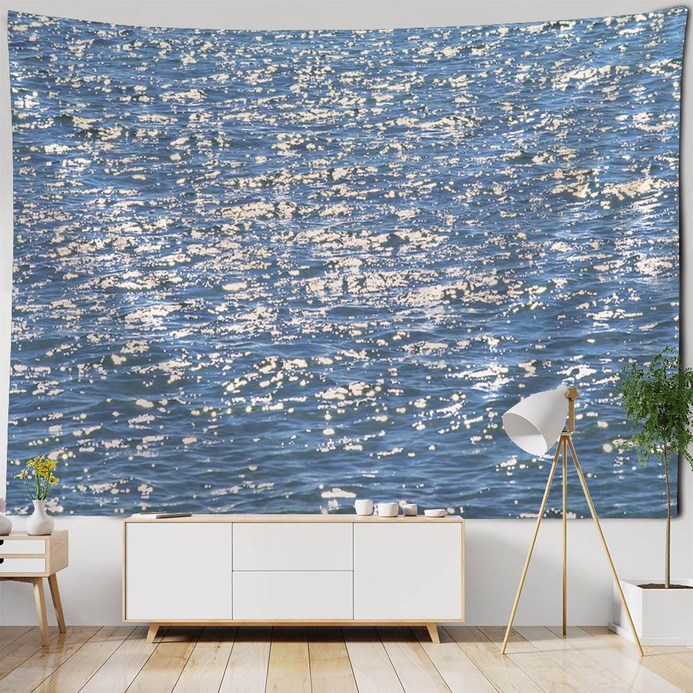 Sparkling Sea Tapestry Landscape Wall Hanging Cloth Bedroom Wall Decoration Room Decoration Outdoor Picnic Mat Beach Sheets