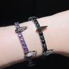Black Panther Zircon Hip Hop Bracelet - White, Pink, Black & Purple Punk Style Bangle Jewelry