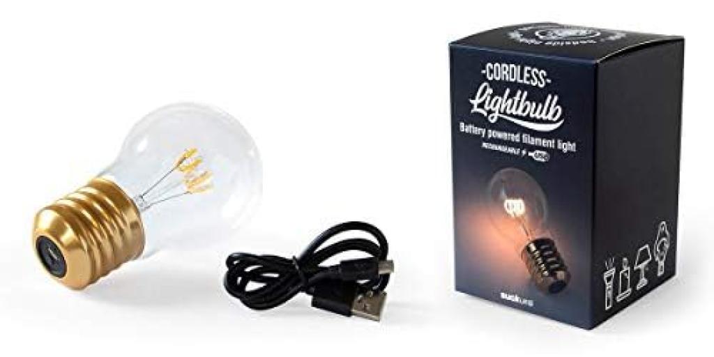 SUCK UK LED Table Filament USB Tabletop Lamp, Cordless, Rechargeable,