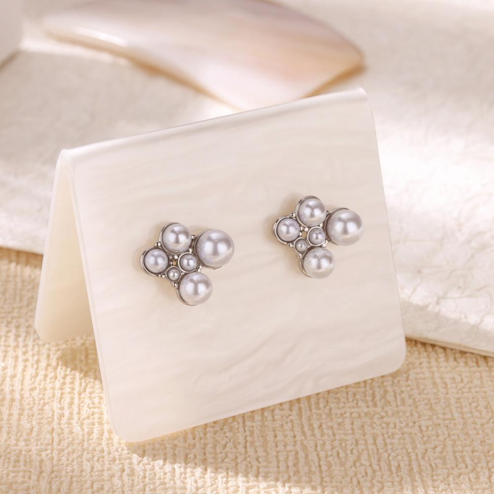 Stainless Steel Artificial Pearl Star Earrings Gold Color Anti Fading Earring for Women Wedding Jewelry Party Accessories Gifts