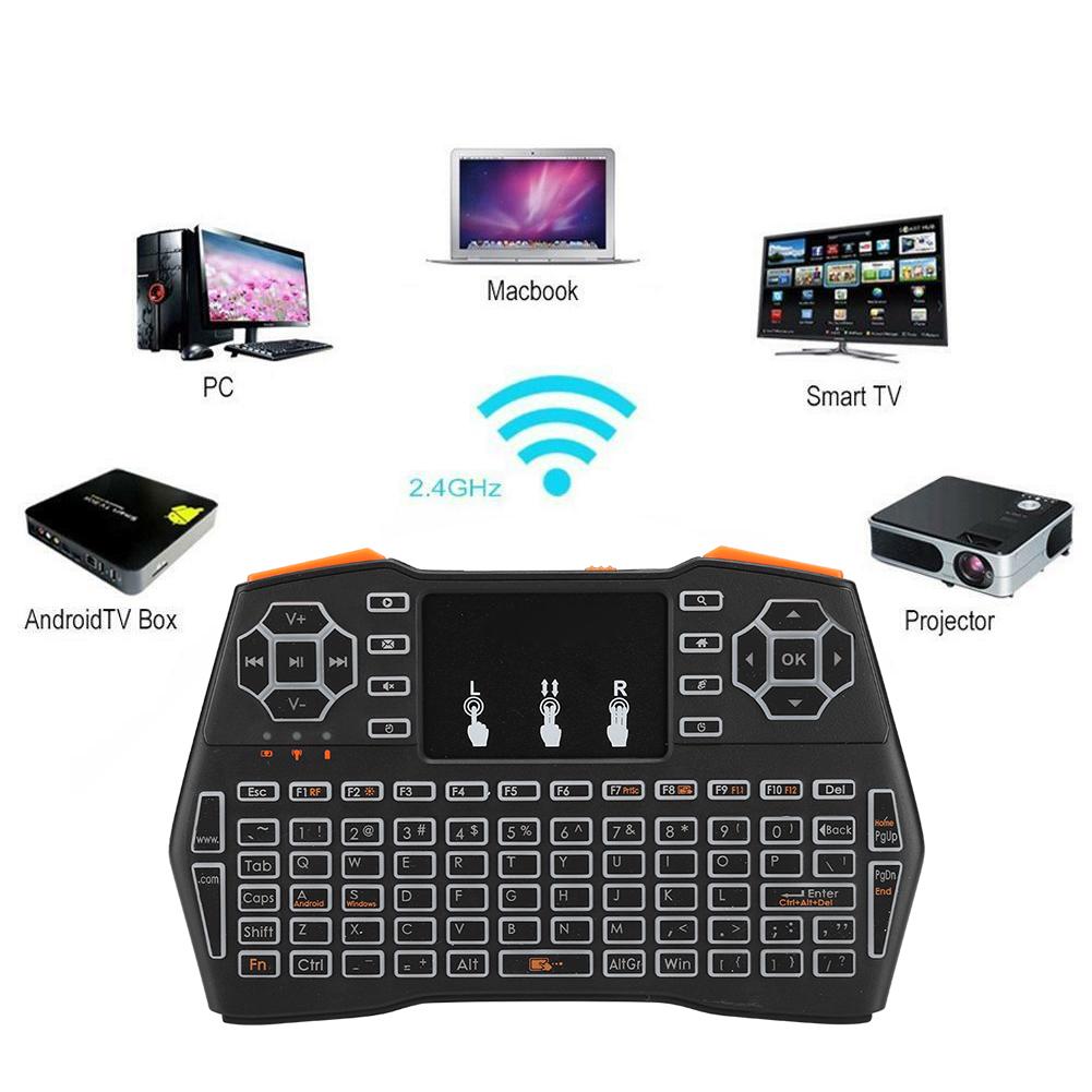 I8plus Lithium-Batterie LED-Hintergrundbeleuchtung Drahtlose Multifunktionale Mini-Tastatur mit Touchpad