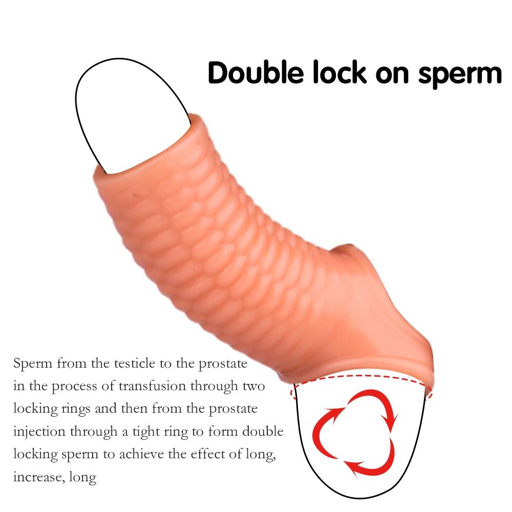Silicone Riutilizzabile Manicotto Del Pene Flessibile Glande Ingrandimento Del Pene Extender Ritardo Eiaculazione Cock Ring Manica Giocattoli Adulti Del Sesso Per Gli Uomini