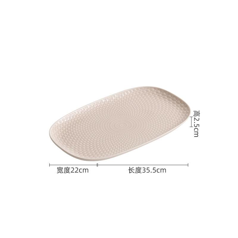 Creative Texture Ceramic Sushi Plate Oval Steamed Fish Plate Dessert Cake Plate Snack Plates Service Plates Hotel Tableware
