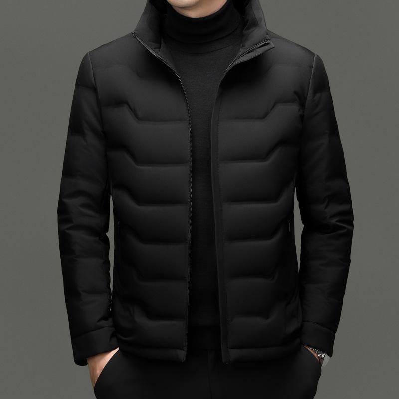 

Men s Winter Stand Collar Down Jacket – Casual, Warm, and Fashionable Dad Outerwear M чорний
