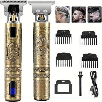 Barber, Haar- und Bartschneider für Herren, per USB wiederaufladbar, Präzisions-T-Blade-Trimmer mit LCD-Bildschirm, Pflegeset für Männer