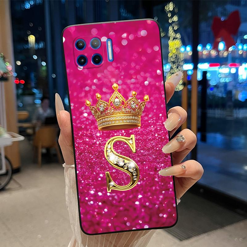 Initial Letter Couple Crown Phone Case For Motorola Moto G 5G Plus Bumper Silicone Black Case Protective Shockproof Soft Cover