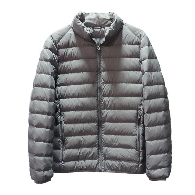 Men's Lightweight Stand-Up Collar Down Cotton Jacket - Solid Color, Warm, Versatile, Casual Winter Wear