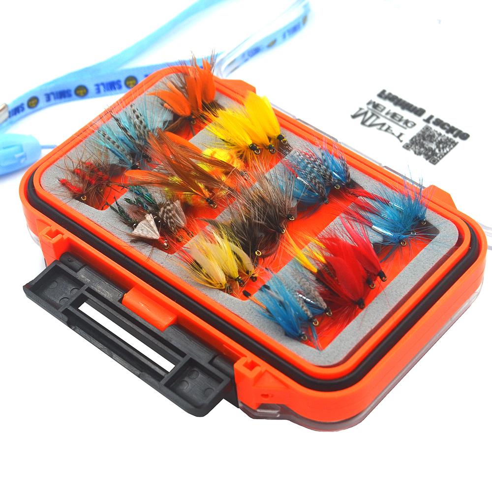 MNFT 72Pcs/Set Wet Dry Nymph Fly Fishing Lure Set Artificial Lnsect Bait Trout Fly Fishing Hooks Tackle With Waterproof Case Box
