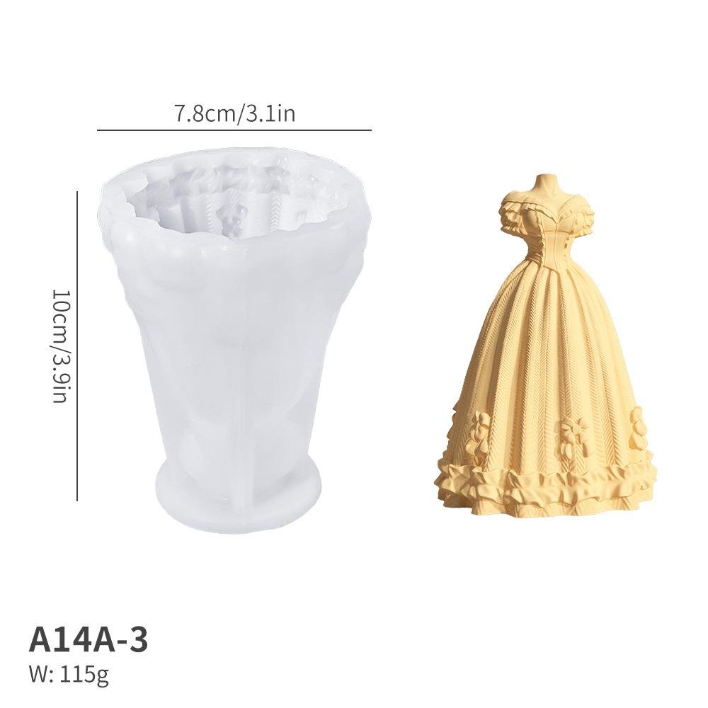Diy Aroma Candle Plaster Mold 3d Wedding Princess Dress Gown Baking Silicone Mold For Home Wedding Valentine'S Day Party Decor