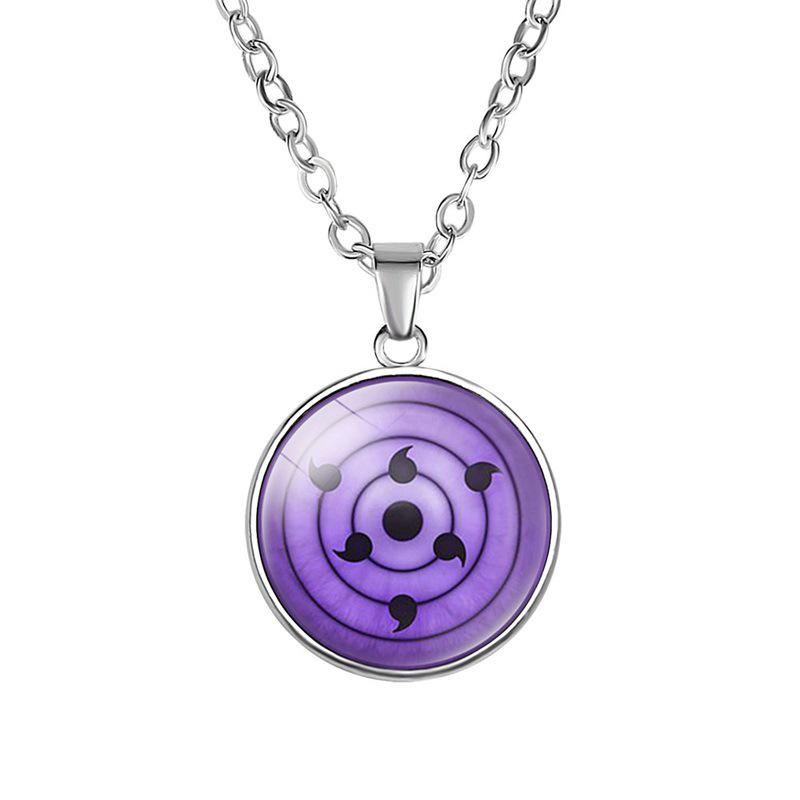 Cosplay Women Anime Naruto Pendant Men Black Necklace Round Chain Sharingan Eye Shippuden Vintage Glass Jewelry Time Gem  Beads