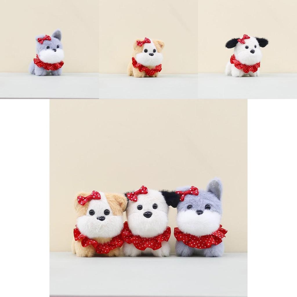Cartoon Lovely Dog Keychain Plush Toy With Soft Fabric And Adorable Bow Detail