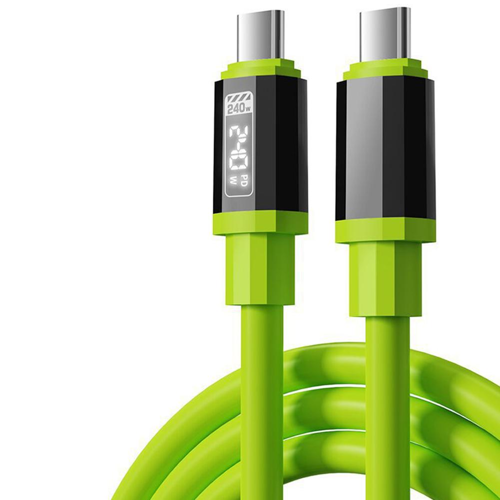 

Кабель Type C - Type C 1,5 м с цифровым дисплеем 240 Вт Быстрая зарядка 480 Мбит/с Передача PD Cha Y2O0 green-type-c to type-c