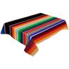 Mexican Colorful Striped Rectangle Tablecloth Holiday Party Decoration Reusable Waterproof Tablecloth Mexican Fiesta Table Decor