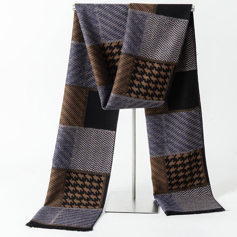 2024 Men's Brushed Imitation Cashmere Scarf - British Style, Business Casual, Autumn/Winter Accessory