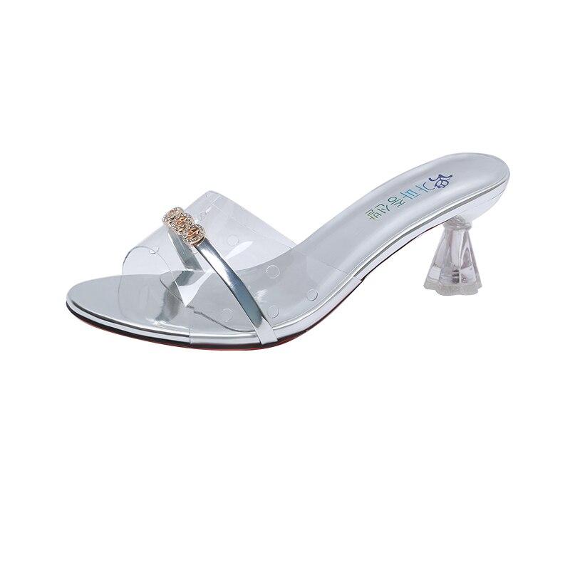Fashion Slippers Women Basic Casual Women Shoes Strange High Heels Metal Decoration Solid Summer Shoes Plus Size