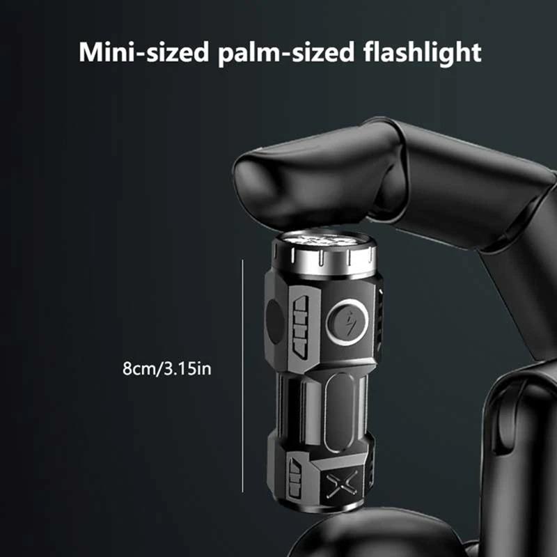 40W High Power USB Type-C Rechargeable LED Flashlight Camping Light With Side Lights and Lampshade Tail with Magnet Suitable for Exploring, Camping