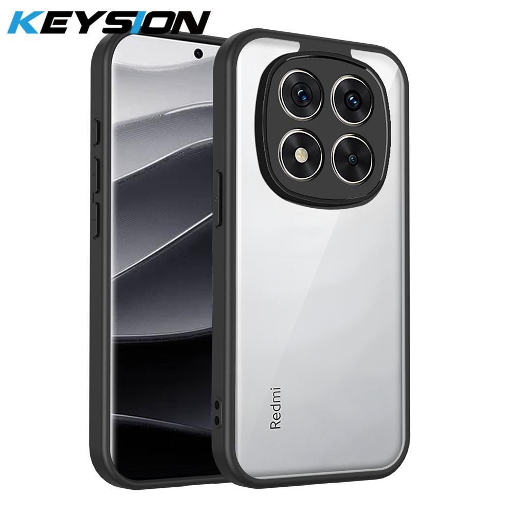 KEYSION Transparent Phone Case for Xiaomi POCO M8 Pro 5G Soft Silicone+PC Clear Shockproof Phone Back Cover for POCO M8 5G