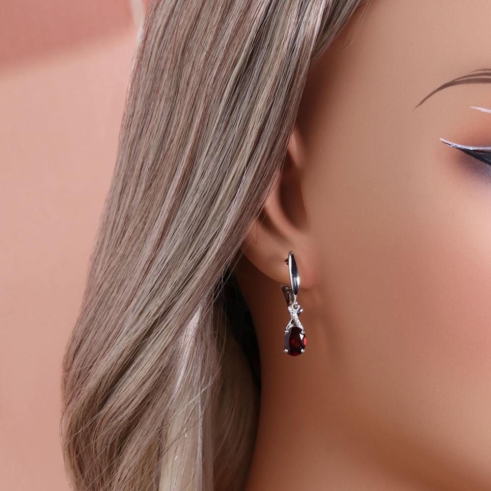 Elegant and Noble 925 Sterling Silver Earrings Natural Garnet Gemstone Fine Jewelry for Women's Anniversary and Engagement Gift