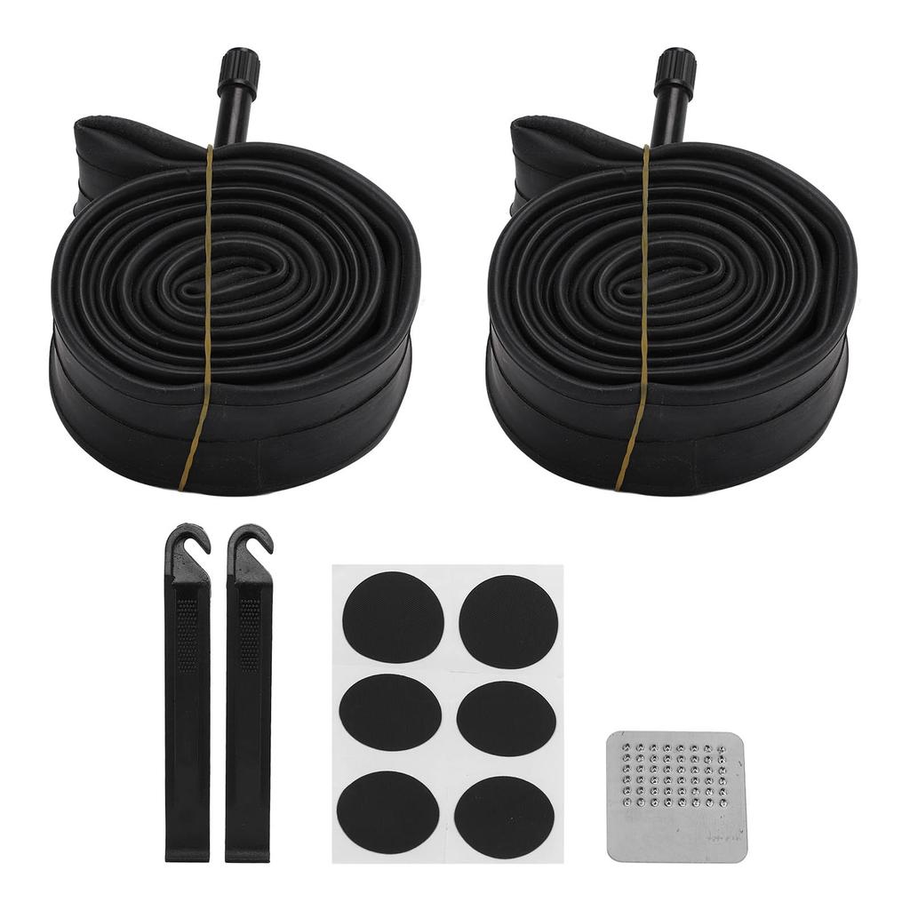 Bike Tire Repair Tool Kit Butyl Rubber with Replacement Inner Tube Round Patches Tire Levers22X1.75 2.125