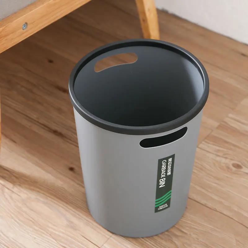 Household Large Thickened Garbage Can Binaural Portable Round Storage Box Pressure Ring Without Cover Kitchen Trash Bin