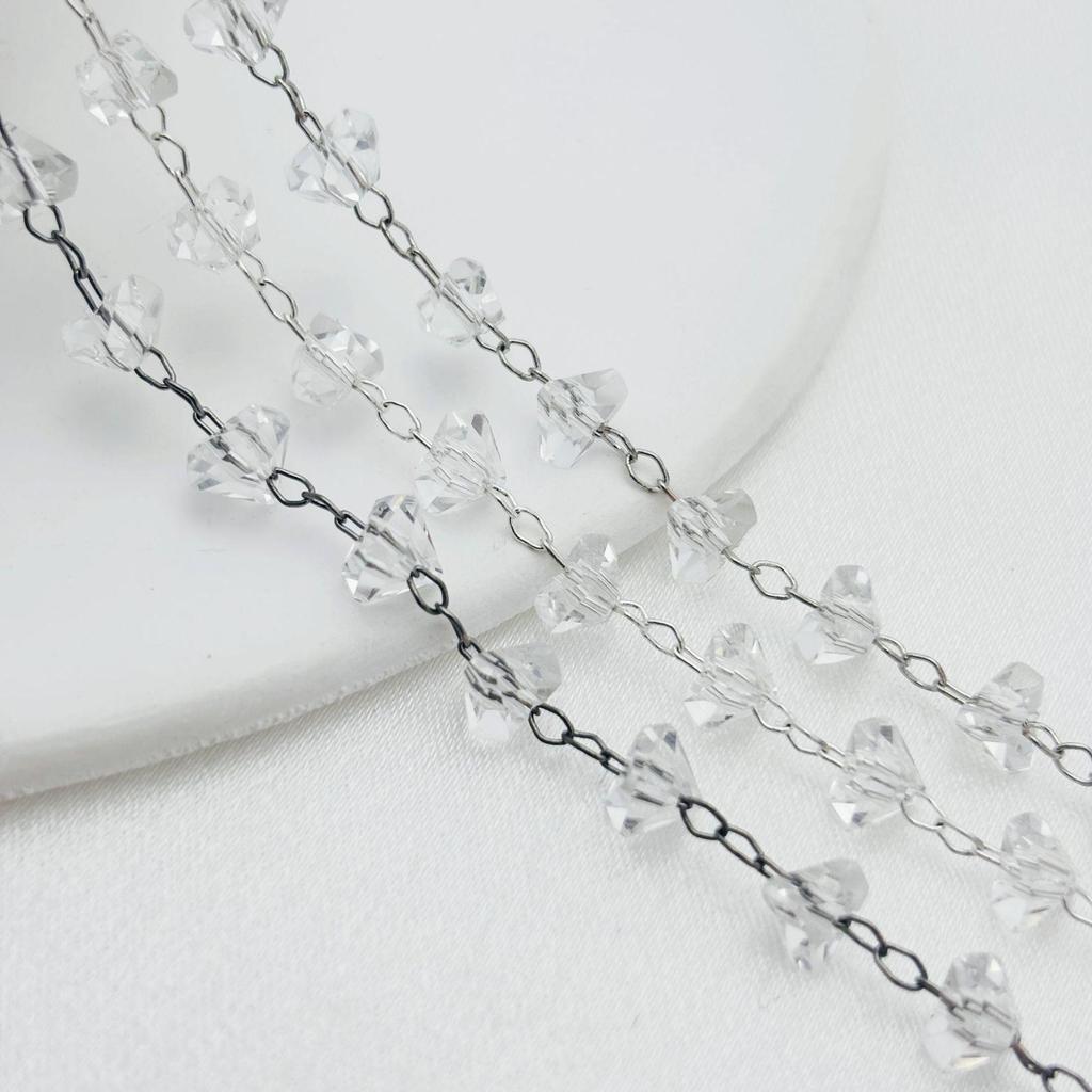 DIY Jewelry Supplies: 6mm Transparent Crystal & Color-Preserving Copper Chains for Necklace & Bracelet Making, In Six Colors